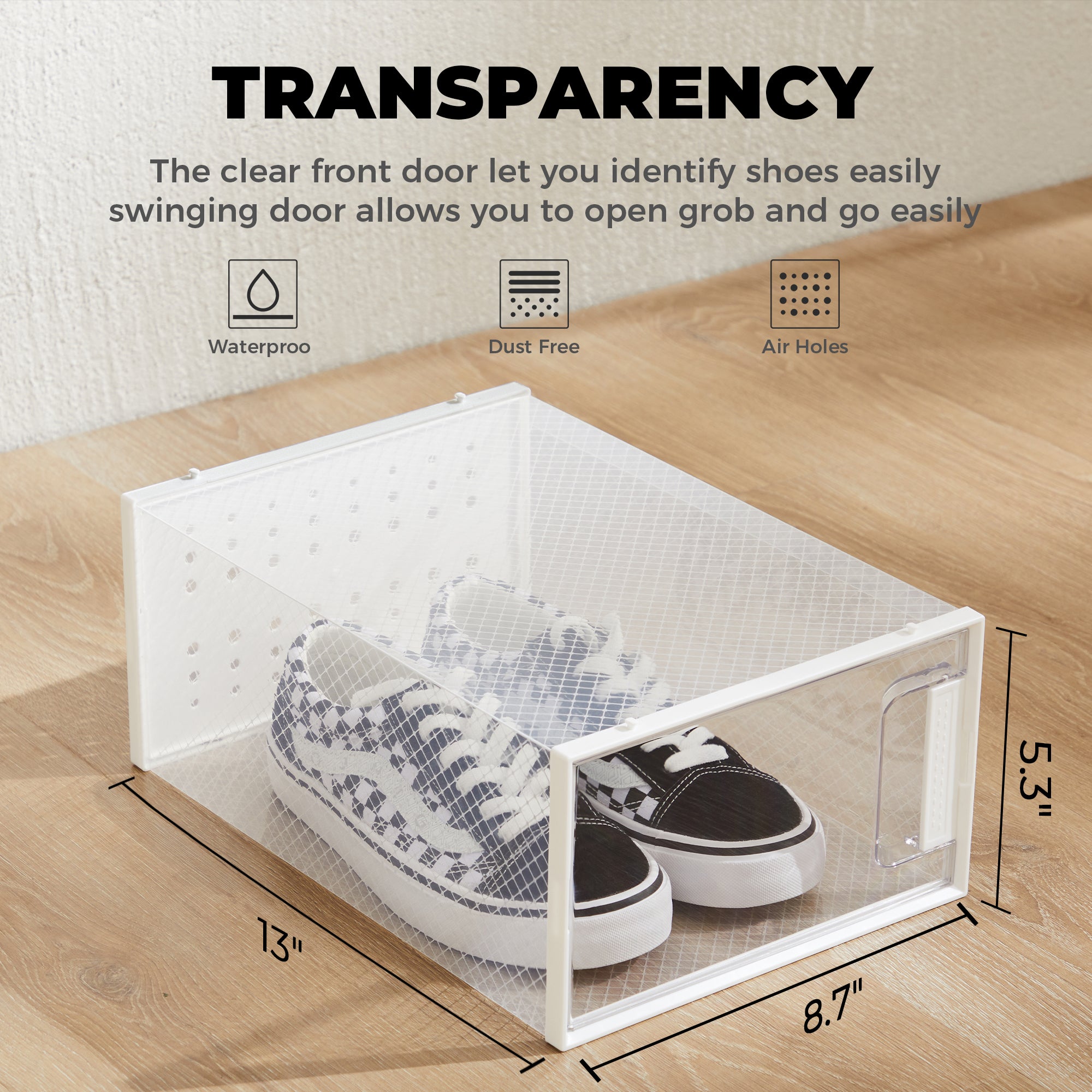 Pinkpum Shoe Organizer Storage Boxes for Closet, Clear Plastic Stackable Sneaker Storage Containers Bins with Lids, Clear Shoe Case Containers, Fit up to Size 9,12 Pack