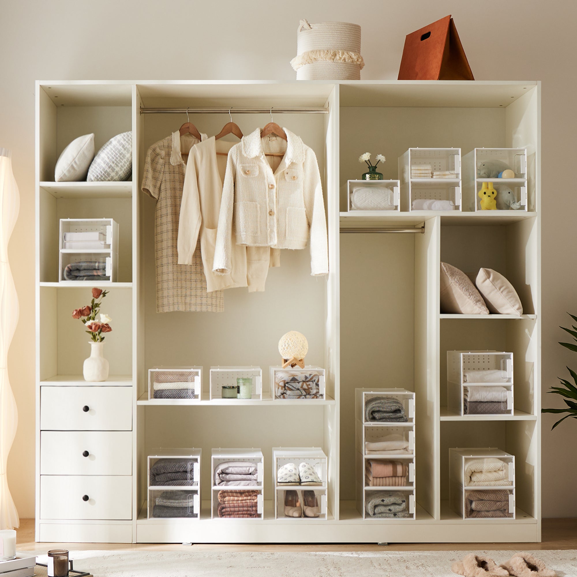 Pinkpum Shoe Organizer Storage Boxes for Closet, Clear Plastic Stackable Sneaker Storage Containers Bins with Lids, Clear Shoe Case Containers, Fit up to Size 9,12 Pack