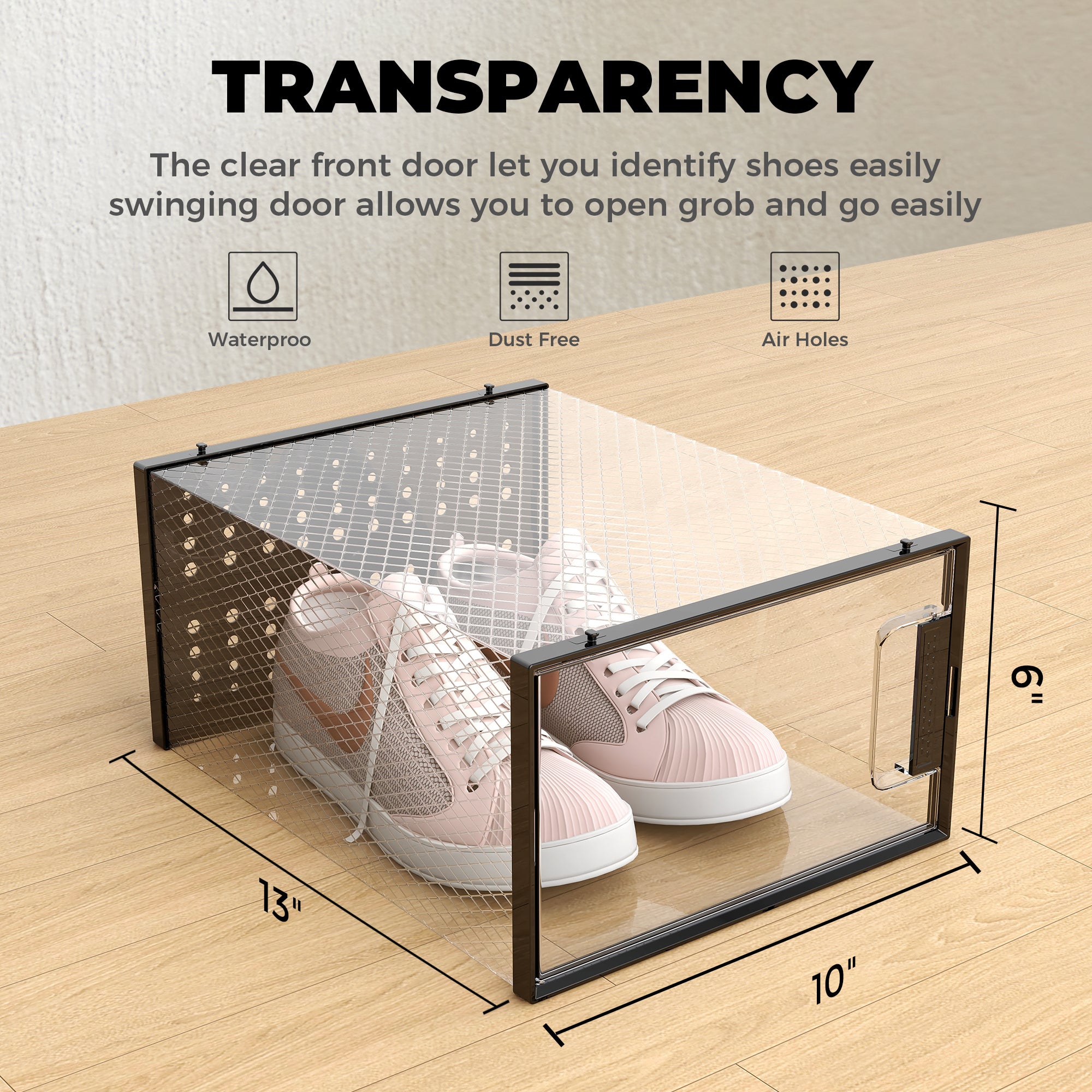 Pinkpum Large Shoe Organizer Storage Boxes for Closet, Clear Plastic Stackable Sneaker Storage Containers Bins with Lids, Clear Shoe Display Case Containers, Fit for Size 11, 12 Pack
