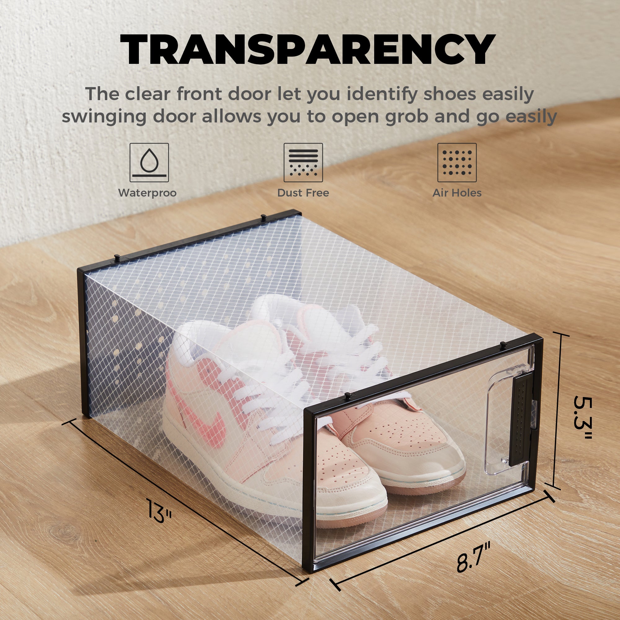 Pinkpum Shoe Organizer Storage Boxes for Closet, Clear Plastic Stackable Sneaker Storage Containers Bins with Lids, Clear Shoe Case Containers, Fit up to Size 9,12 Pack