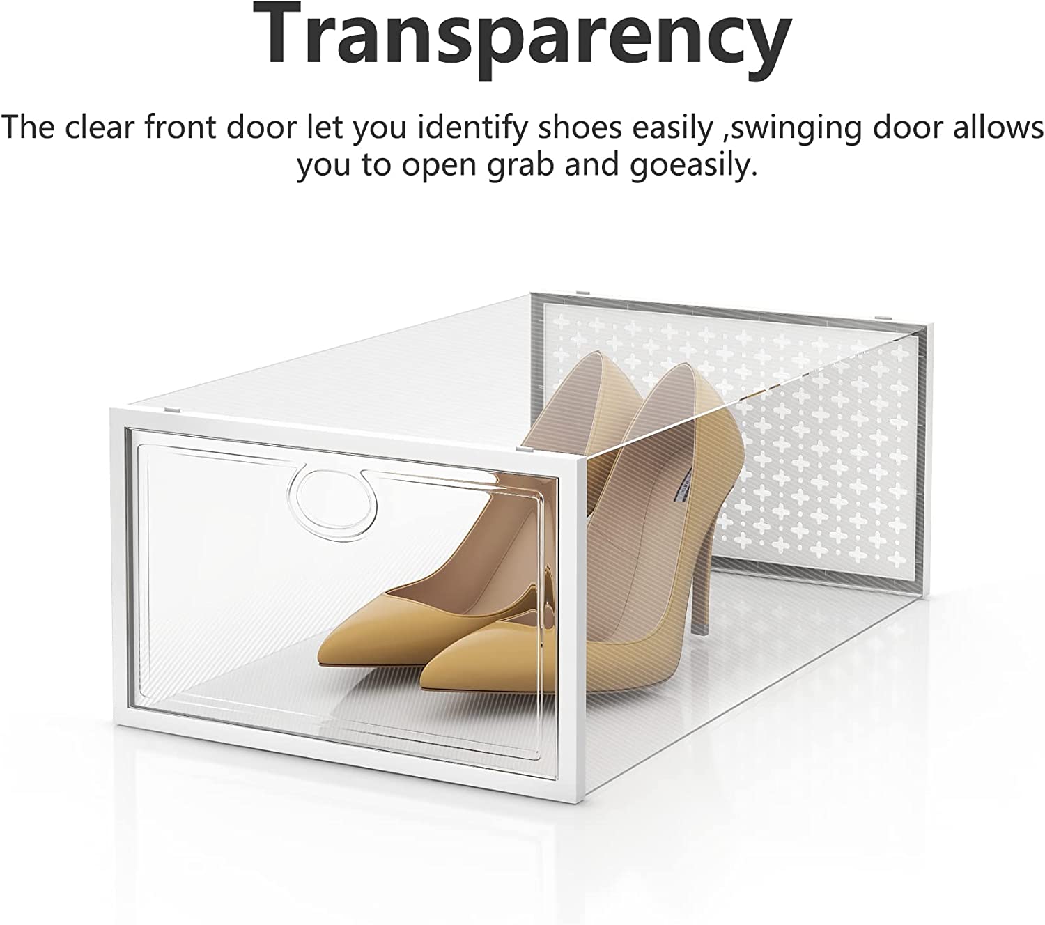 PINKPUM 12 Pack Shoe Storage Boxes, Clear Stackable Shoe Containers for Closet, Sneaker Storage Fit for Size 11 (Large)