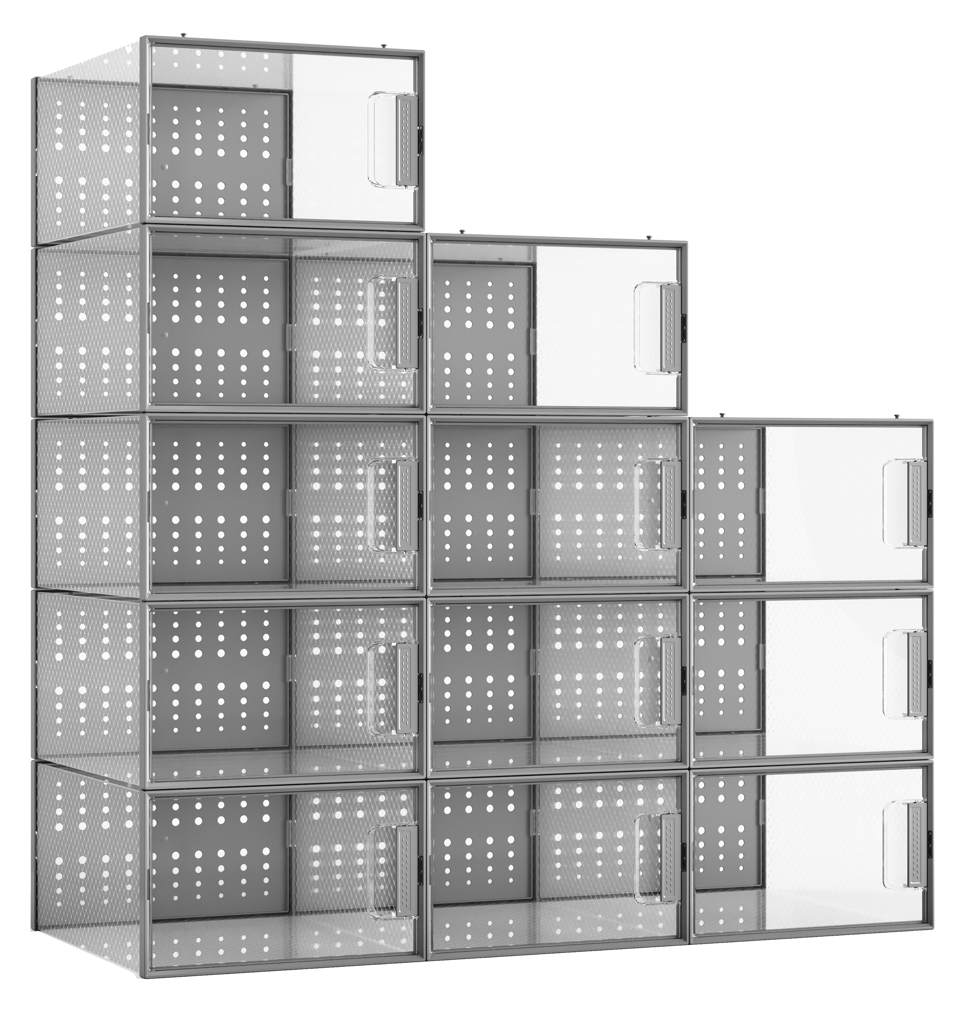 Pinkpum Large Shoe Organizer Storage Boxes for Closet, Clear Plastic Stackable Sneaker Storage Containers Bins with Lids, Clear Shoe Display Case Containers, Fit for Size 11, 12 Pack